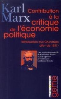 Couverture du livre Contribution à la critique de l'économie politique - Karl Marx