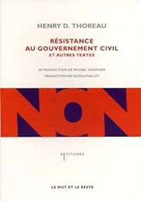 Couverture du livre Résistance au gouvernement civil et autres textes - Henry David Thoreau