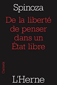 Couverture du livre De la liberté de penser dans un Etat libre - Spinoza 