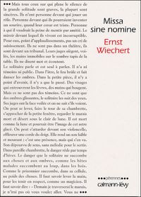 Couverture du livre Missa sine nomine - Ernst Wiechert - Wiechert Ernst