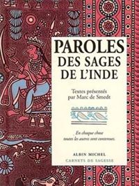 Couverture du livre Paroles des sages de l'Inde - Marc De Smedt