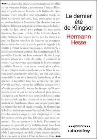 Hermann Hesse - Le Dernier été de Klingsor